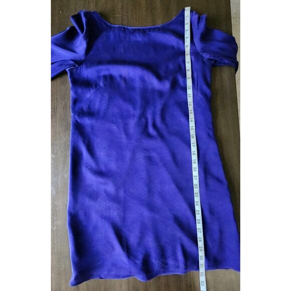 Milly Cobalt Blue Silk Blend Mini Shift Dress sz 4 Butterfly Sleeve Boat Neck - Picture 8 of 9